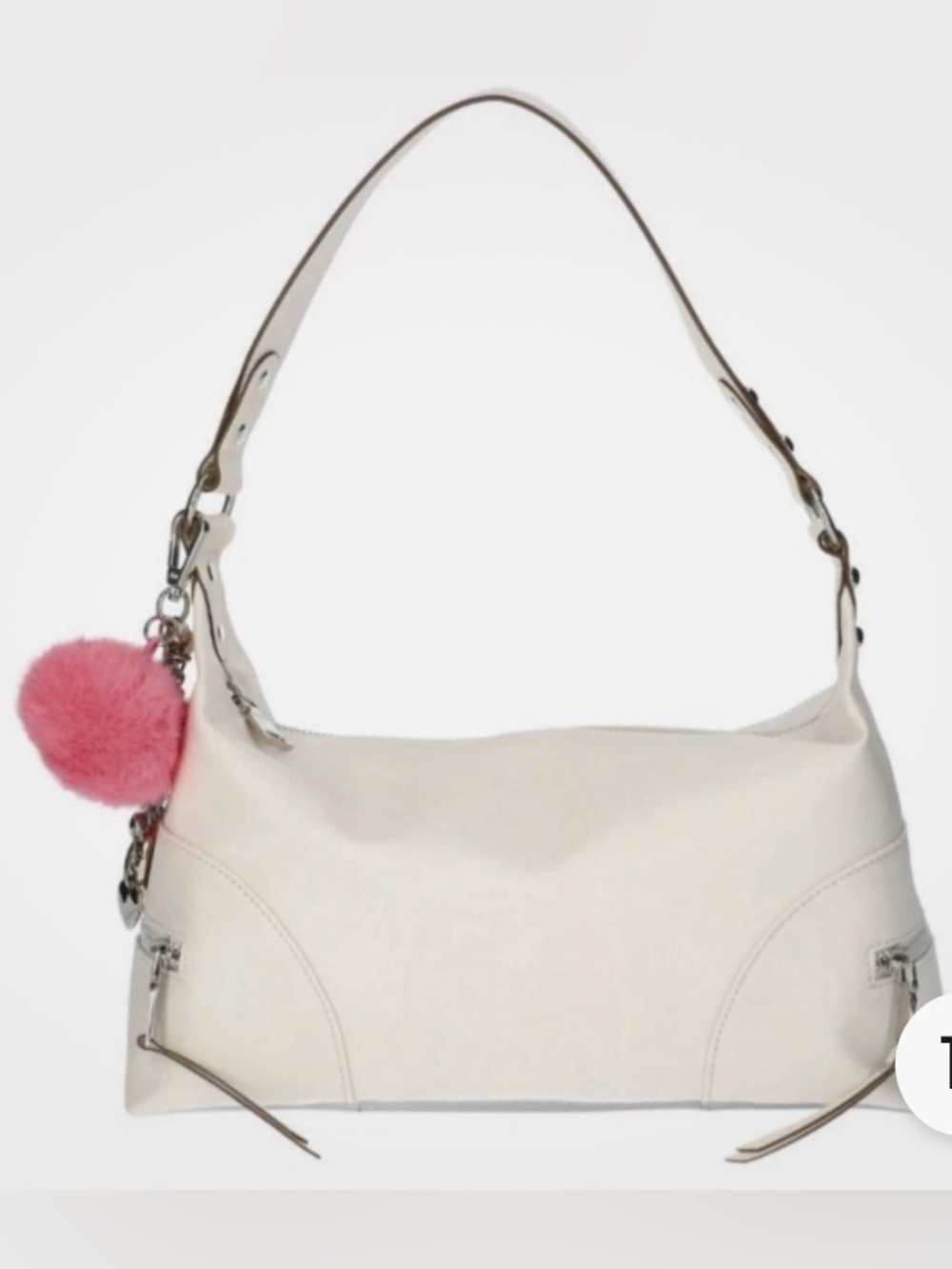 Madden NYC Cream Faux Leather Shoulder Bag Y2K Baguette Purse - Picture 3 of 14